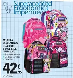 E.Leclerc Mitama - mochila escolar new plus con 3 bolsillos oferta