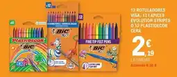 E.Leclerc Bic - 12 rotuladores visa, 12 lápices evolution stripes 0 12 plastidecor cera oferta