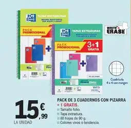 E.Leclerc Oxford - pack de 3 cuadernos con pizarra oferta