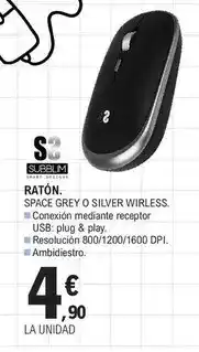 E.Leclerc Subblim - raton space grey o silver wirless oferta