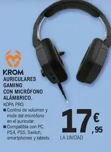 E.Leclerc Krom - auriculares gaming con microfono alámbrico oferta
