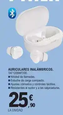 E.Leclerc Philips - auriculares inalámbricos tat1209wt/00 oferta