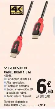 E.Leclerc Vivanco - cable hdmi 1,5 m oferta