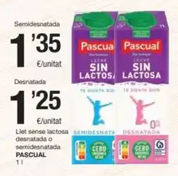 SPAR Fragadis Pascual - llet sense lactosa desnatada o semidesnatada oferta
