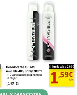 SPAR CROWE Desodorante invisible 48h spray oferta