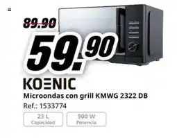 MediaMarkt KOENIC Microondas con grill KMWG 2322 DB oferta