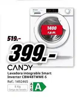 MediaMarkt CANDY Lavadora integrable Smart Inverter CBW48TWME-S oferta