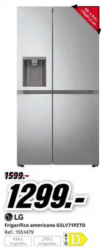 MediaMarkt LG Frigorífico americano GSLV71PZTD oferta