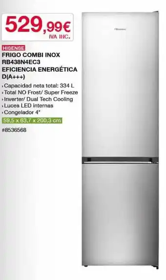 Costco Hisense Frigo Combi Inox Rb438n4ec3 Eficiencia Energética D(a+++) oferta