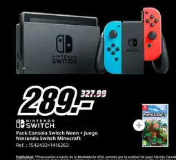 MediaMarkt NINTENDO SWITCH Pack Consola Switch Neon + Juego Nintendo Switch Minecraft oferta