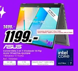MediaMarkt ASUS Convertible 2 en 1 Vivobook 14 Flip OLED TP3407SA-QL016W oferta