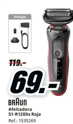 MediaMarkt BRAUN Afeitadora 51-R1200s Roja oferta