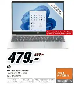 MediaMarkt HP Portátil 15-fc0073ns oferta