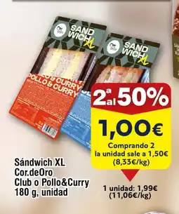FROIZ Sándwich XL Cor.deOro Club o Pollo&Curry oferta