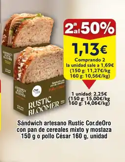 FROIZ Sándwich artesano Rustic Cor.deOro con pan de cereales mixto y mostaza oferta