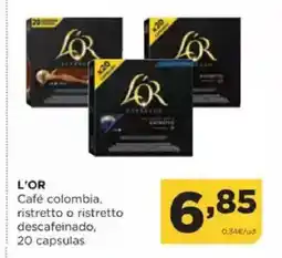 Alimerka L'OR Café colombia, ristretto o ristretto descafeinado, 20 capsulas oferta