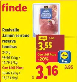 Lidl REALVALLE Jamón serrano reserva lonchas oferta