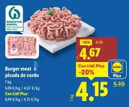 Lidl Burger meat picada de cerdo oferta