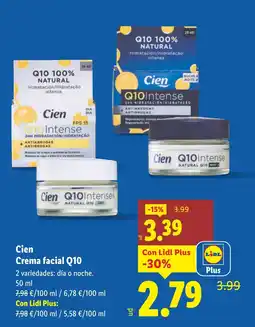 Lidl CIEN Crema facial Q10 oferta