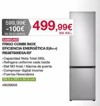 Costco Samsung Frigo Combi Inox Eficiencia Energética E(a++) Rb38t600esa-ef oferta