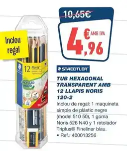 Bureau Vallée Staedtler - tub hexagonal transparent amb 12 llapis noris 120-2 oferta