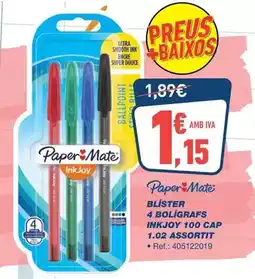 Bureau Vallée Paper mate - blister 4 boligrafs inkjoy 100 cap 1.02 assortit oferta