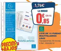 Bureau Vallée Exacompta - lote de 10 fundas multitaladros lisas oferta