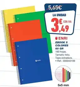 Bureau Vallée Enri - ebook 5 colores 60 gr oferta