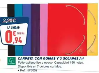 Bureau Vallée Exacompta - carpeta con gomas y 3 solapas a4 oferta