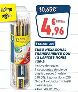 Bureau Vallée Staedtler - tubo hexagonal transparente con 12 lápices noris oferta