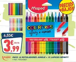 Bureau Vallée Maped - pack 12 rotuladores jungle + 15 lapices infinity oferta