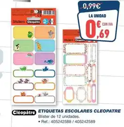 Bureau Vallée Cléopâtre - etiquetas escolares oferta