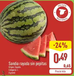 ALDI Sandía rayada sin pepitas oferta