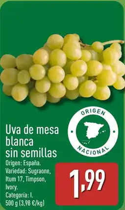 ALDI Uva de mesa blanca sin semillas oferta