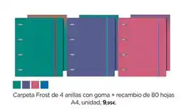 Hipercor Frost - carpeta frost de 4 anillas con goma + recambio de 80 hojas oferta