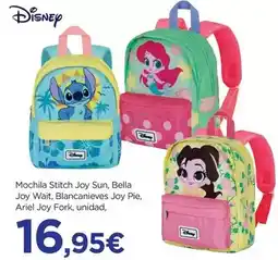 Hipercor Disney - mochila stitch joy sun, bella joy wait, blancanieves joy pie, ariel joy fork, unidad oferta