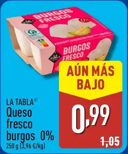 ALDI LA TABLA Queso fresco burgos 0% oferta