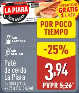 ALDI Paté de cerdo La Piara oferta
