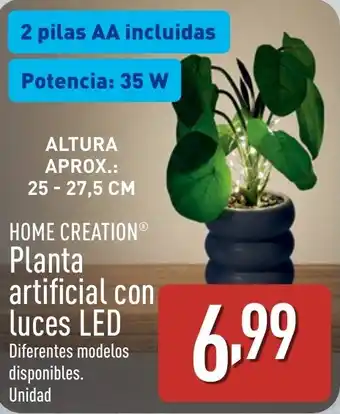 ALDI HOME CREATION Planta artificial con luces LED oferta