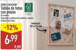 ALDI HOME CREATION Tablón de fotos con pinzas oferta