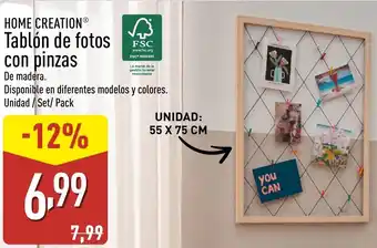 ALDI HOME CREATION Tablón de fotos con pinzas oferta