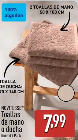 ALDI NOVITESSE Toallas de mano o ducha oferta