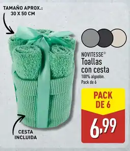 ALDI NOVITESSE Toallas con cesta oferta