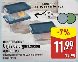ALDI HOME CREATION Cajas de organización apilables oferta
