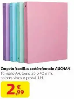 Alcampo AUCHAN Carpeta 4 anillas cartón forrado oferta