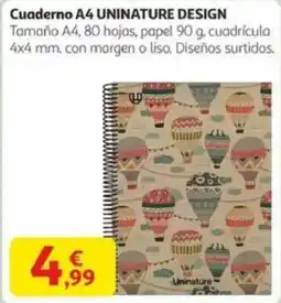 Alcampo Cuaderno a4 uninature design oferta