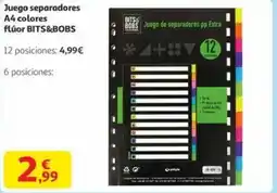 Alcampo BITS&BOBS Juego separadores A4 colores flúor oferta
