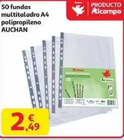 Alcampo AUCHAN 50 fundas multitaladro A4 polipropileno oferta