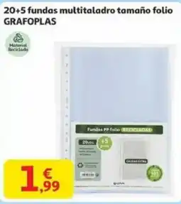 Alcampo GRAFOPLAS 20+5 fundas multitaladro tamaño folio oferta
