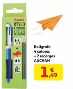 Alcampo AUCHAN Bolígrafo 4 colores + 2 recargas oferta